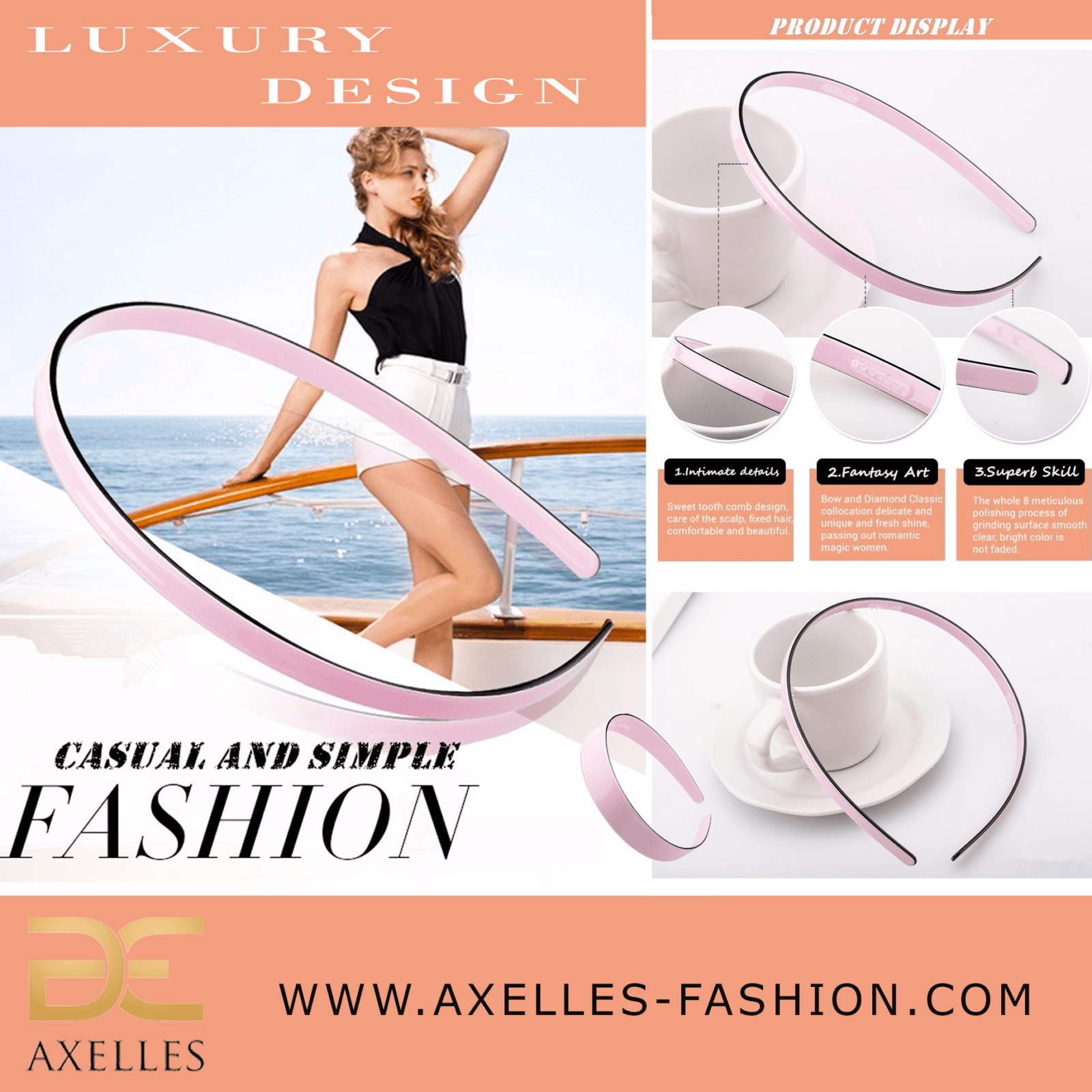 Luxury Hair Accessories Simple collection hairband headband product info www.axelles-fashion.com