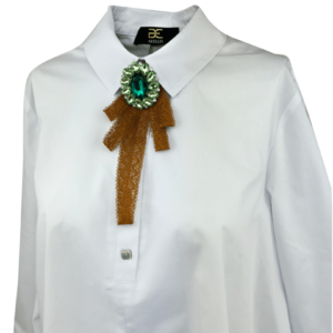 shirt tie fashion design with large green brooch 2019 new collection Axelles