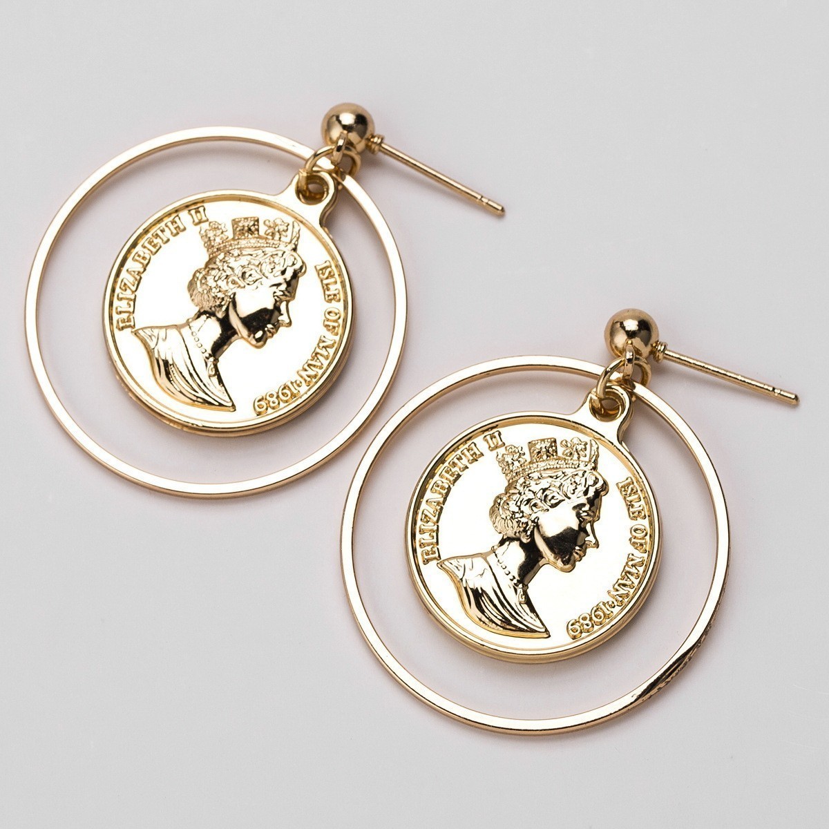 coin loop drop earrings studs gold color www.axelles-fashion.com ref 18047