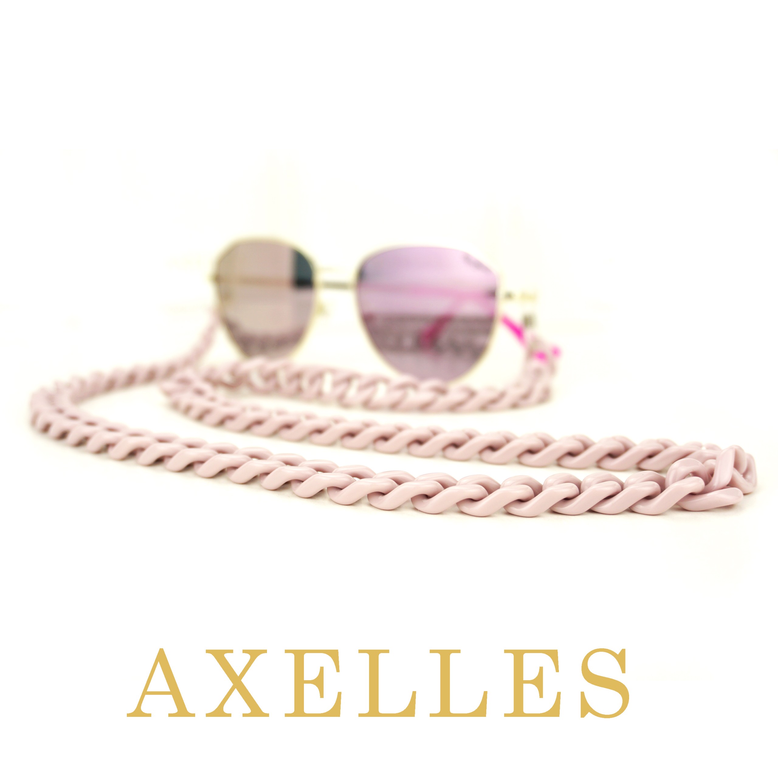 Brillenhouder, brillenketting, brillekoord, nude, poeder roze, made-in-Italy, Axelles Fashion