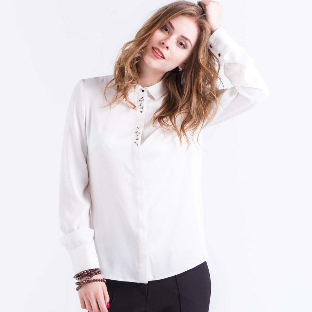 Verwonderlijk Zijde blouse-shirt met pailletten | AXELLES Fashion HR-01