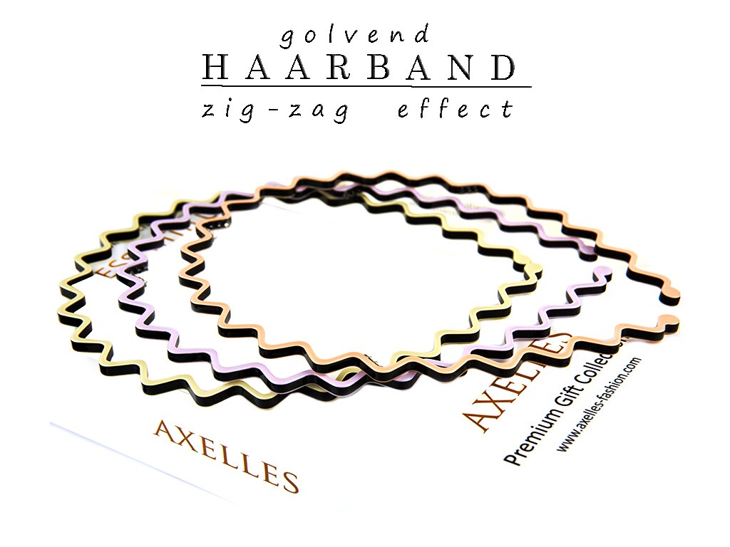 Zigzag haarband golvend effect, poeder roze (nude), crème, paars.
