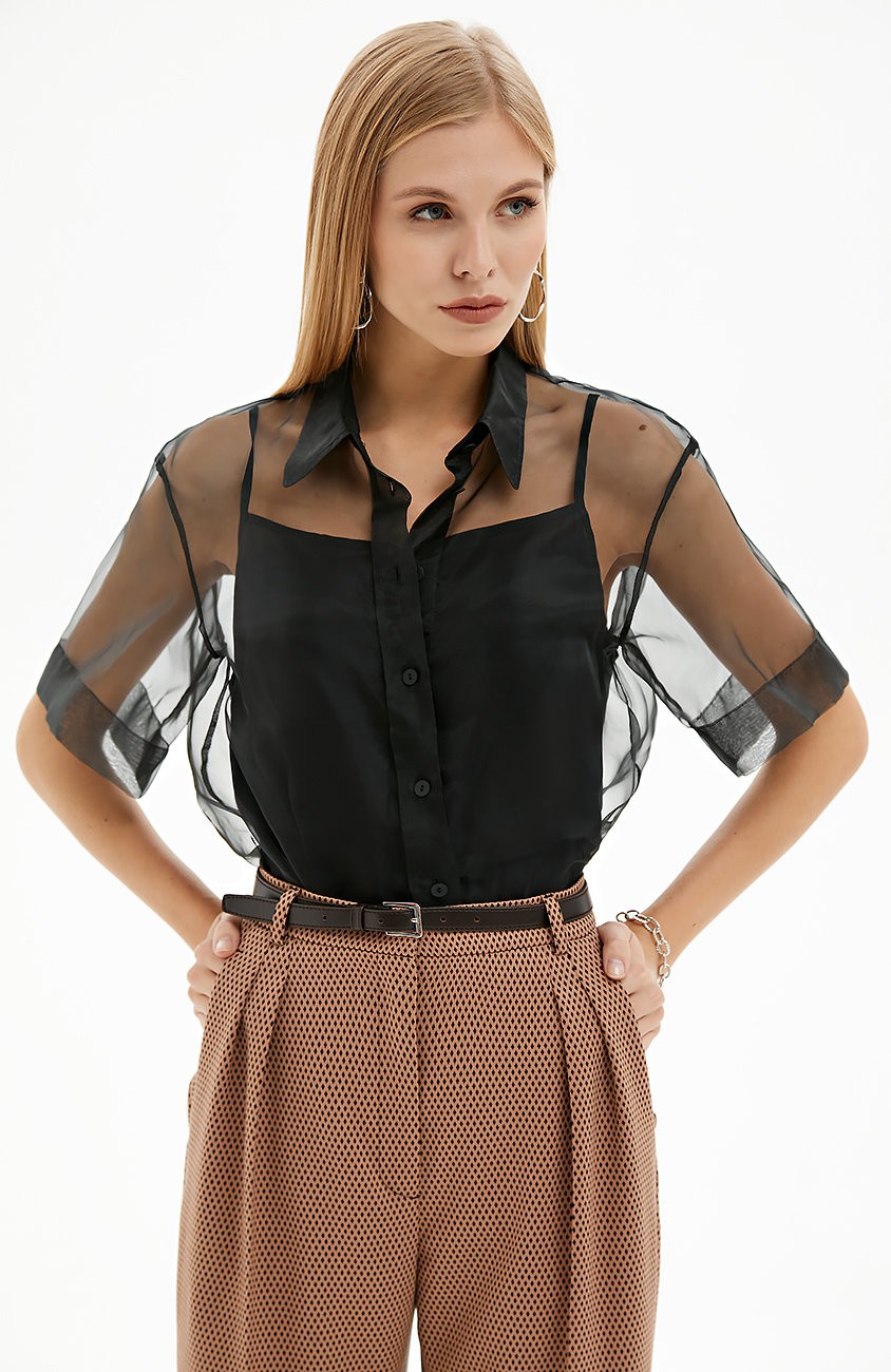 Elementair Eekhoorn Bont Kopen Zwarte blouse doorzichtig | AXELLES Fashion
